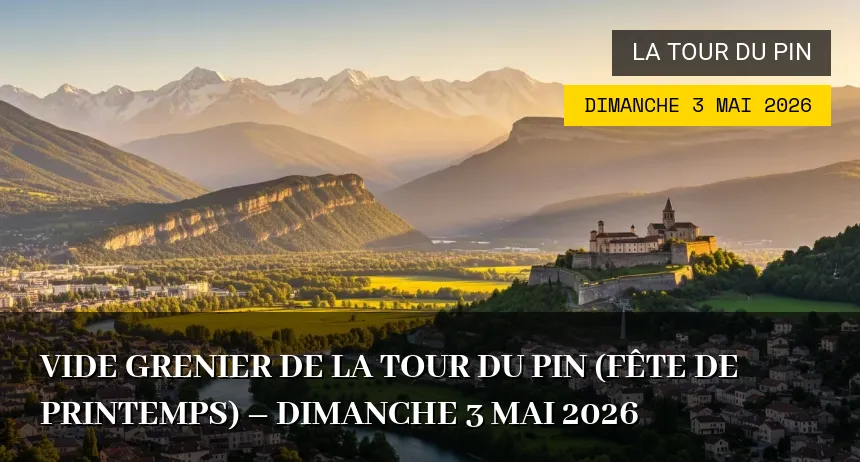 Affiche de l'événement : Vide grenier de la Tour du Pin (Fête de Printemps) – Dimanche 3 Mai 2026