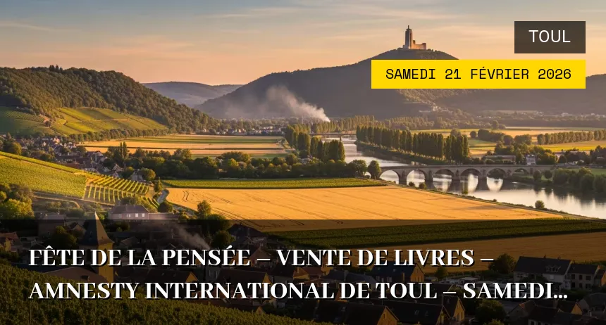 Affiche de l'événement : Fête de la pensée – Vente de livres – Amnesty International de Toul – Samedi 21 Février 2026