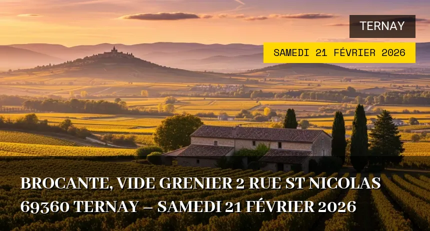 Affiche de l'événement : Brocante, vide grenier 2 rue St Nicolas 69360 TERNAY – Samedi 21 Février 2026