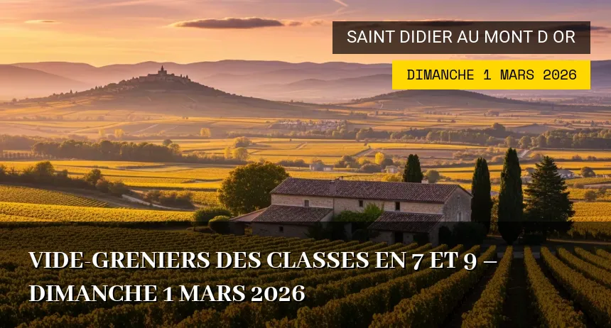 Affiche de l'événement : Vide-greniers des Classes en 7 et 9 – Dimanche 1 Mars 2026