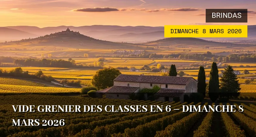 Affiche de l'événement : Vide grenier des classes en 6 – Dimanche 8 Mars 2026