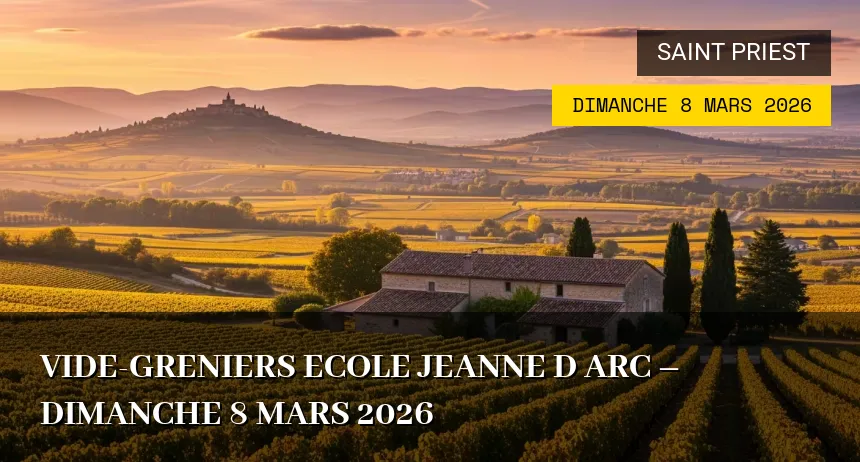 Affiche de l'événement : Vide-Greniers Ecole Jeanne d Arc – Dimanche 8 Mars 2026