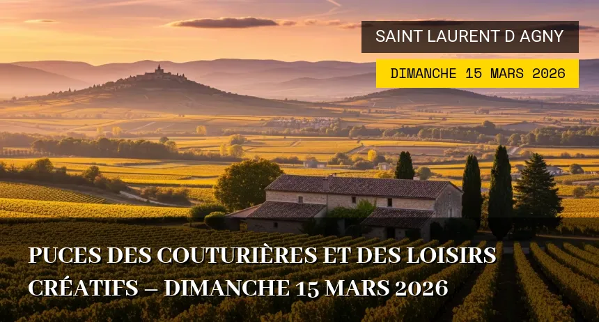 Affiche de l'événement : Puces des Couturières et des Loisirs Créatifs – Dimanche 15 Mars 2026