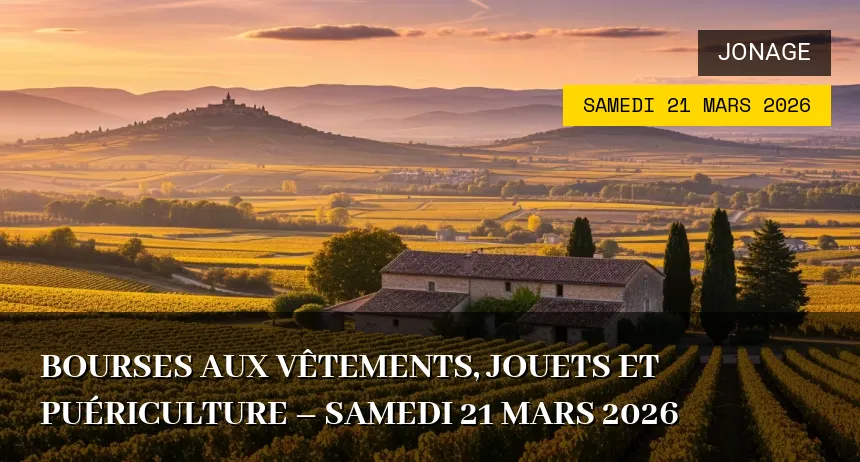 Affiche de l'événement : Bourses aux vêtements, jouets et puériculture – Samedi 21 Mars 2026