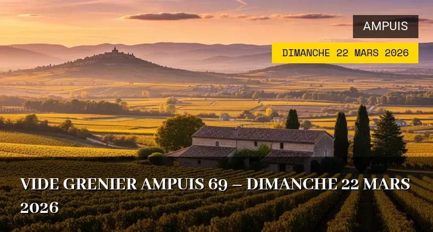 Affiche de l'événement : Vide grenier ampuis 69 – Dimanche 22 Mars 2026