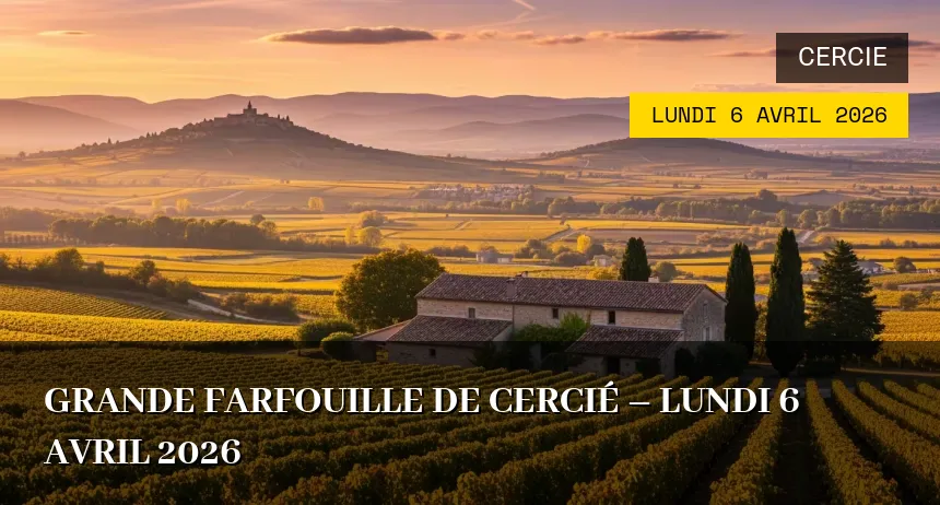 Affiche de l'événement : Grande Farfouille de Cercié – Lundi 6 Avril 2026