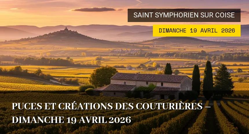 Affiche de l'événement : Puces et créations des couturières – Dimanche 19 Avril 2026