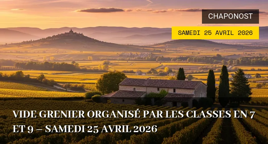 Affiche de l'événement : Vide Grenier Organisé par les Classes en 7 et 9 – Samedi 25 Avril 2026