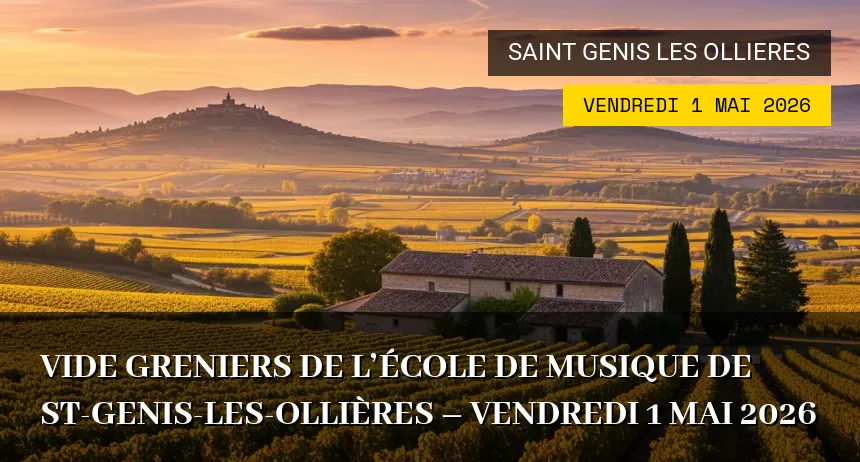 Affiche de l'événement : Vide greniers de l&rsquo;école de musique de st-genis-les-ollières – Vendredi 1 Mai 2026