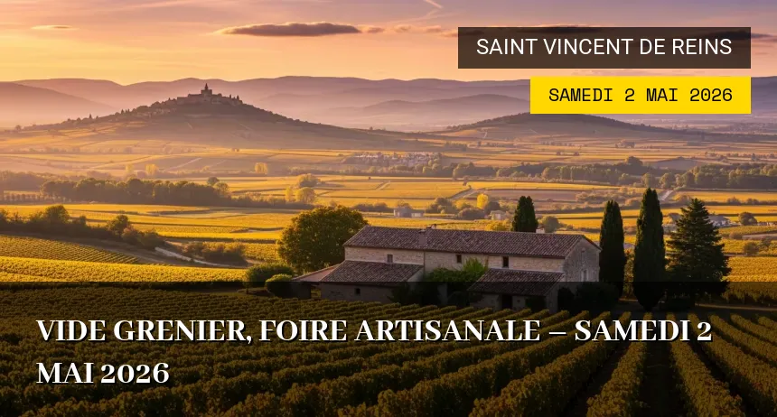 Affiche de l'événement : Vide grenier, foire artisanale – Samedi 2 Mai 2026