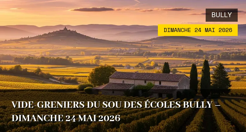 Affiche de l'événement : Vide-greniers du sou des écoles Bully – Dimanche 24 Mai 2026