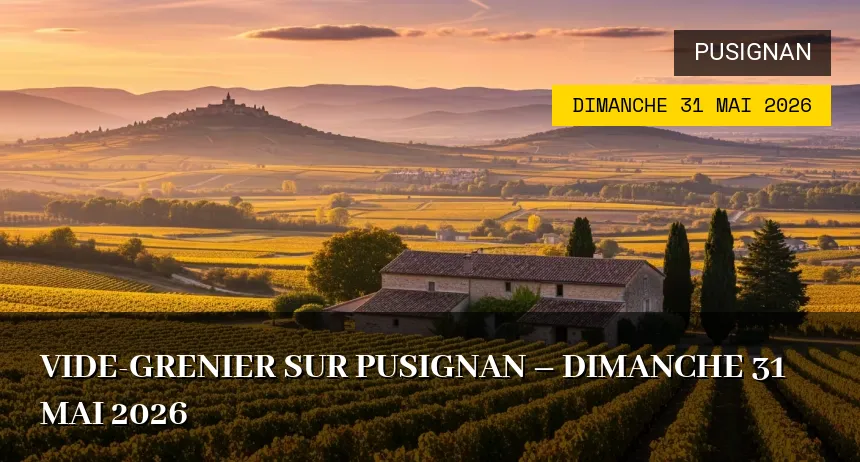 Affiche de l'événement : Vide-grenier sur Pusignan – Dimanche 31 Mai 2026