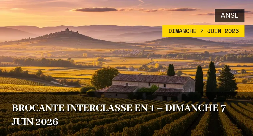 Affiche de l'événement : Brocante interclasse en 1 – Dimanche 7 Juin 2026