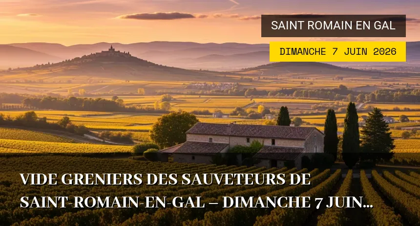 Affiche de l'événement : Vide greniers des sauveteurs de Saint-Romain-en-Gal – Dimanche 7 Juin 2026