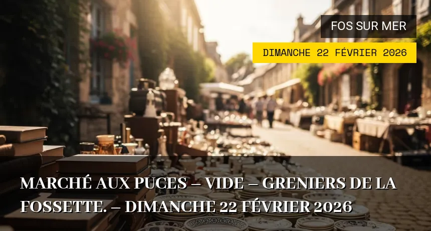 Affiche de l'événement : Marché aux puces – Vide – Greniers de la fossette. – Dimanche 22 Février 2026