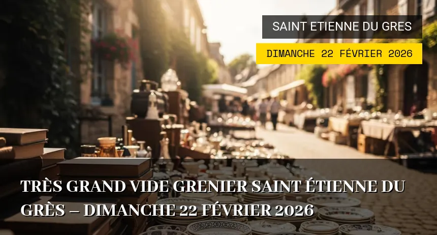 Affiche de l'événement : Très grand vide grenier Saint Étienne du grès – Dimanche 22 Février 2026