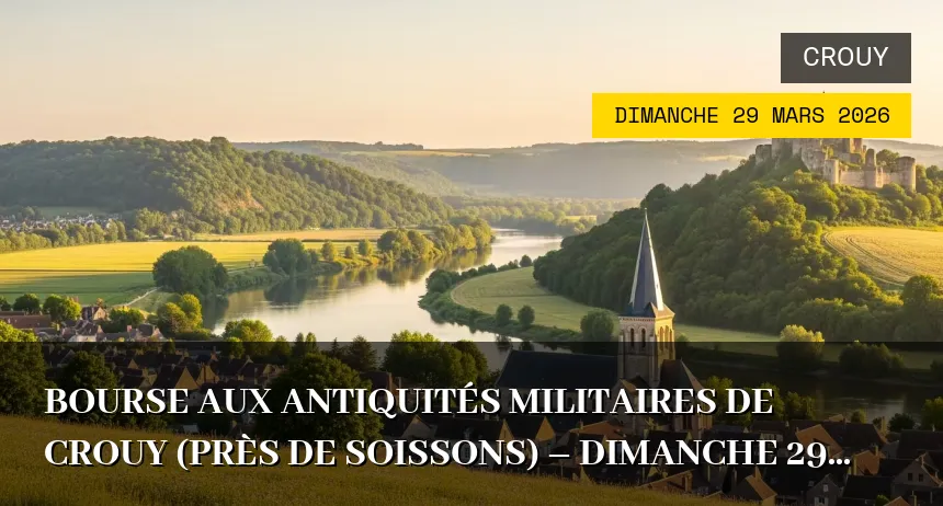 Affiche de l'événement : Bourse aux antiquités militaires de CROUY (près de Soissons) – Dimanche 29 Mars 2026
