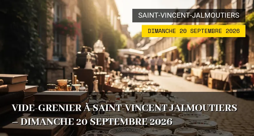 Affiche de l'événement : Vide-grenier à Saint-Vincent Jalmoutiers – Dimanche 20 Septembre 2026