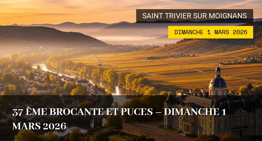Affiche de l'événement : 37 ème brocante et puces – Dimanche 1 Mars 2026