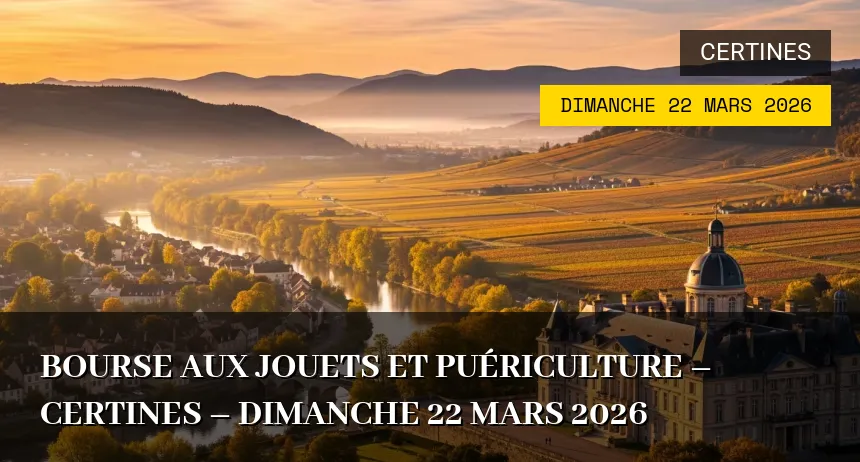 Affiche de l'événement : Bourse aux jouets et puériculture – Certines – Dimanche 22 Mars 2026