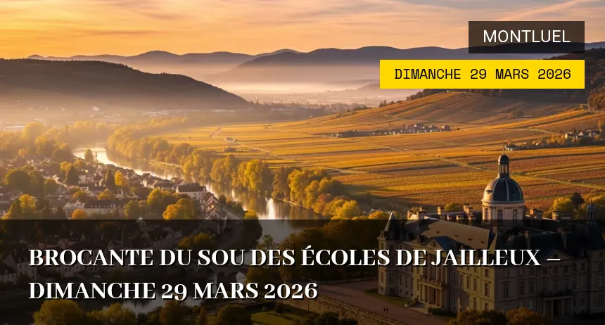 Affiche de l'événement : Brocante du sou des écoles de Jailleux – Dimanche 29 Mars 2026