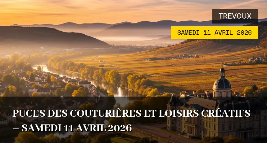 Affiche de l'événement : Puces des couturières et loisirs créatifs – Samedi 11 Avril 2026