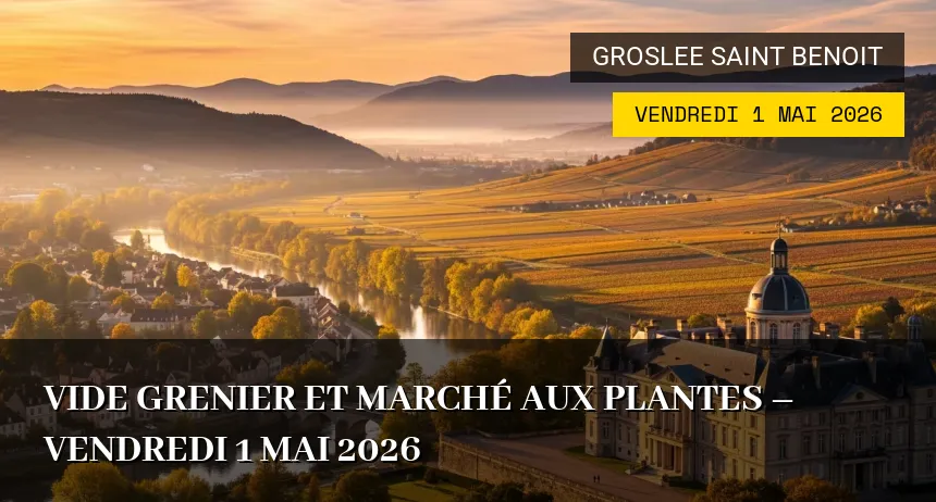 Affiche de l'événement : Vide grenier et marché aux plantes – Vendredi 1 Mai 2026