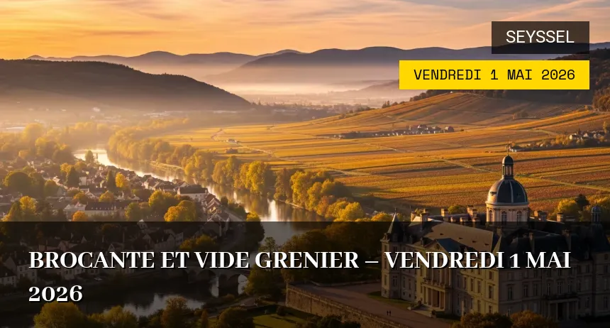 Affiche de l'événement : brocante et vide grenier – Vendredi 1 Mai 2026