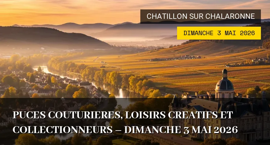 Affiche de l'événement : Puces couturieres, loisirs creatifs et collectionneurs – Dimanche 3 Mai 2026