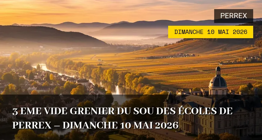 Affiche de l'événement : 3 eme vide grenier du sou des écoles de Perrex – Dimanche 10 Mai 2026