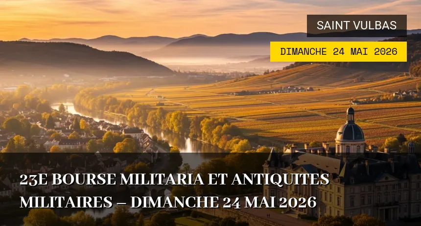 Affiche de l'événement : 23e bourse militaria et antiquites militaires – Dimanche 24 Mai 2026