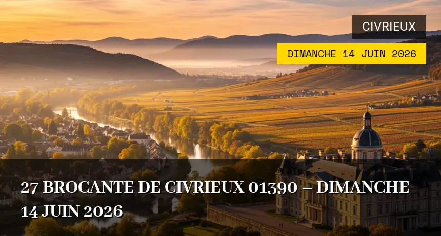 Affiche de l'événement : 27 brocante de civrieux 01390 – Dimanche 14 Juin 2026