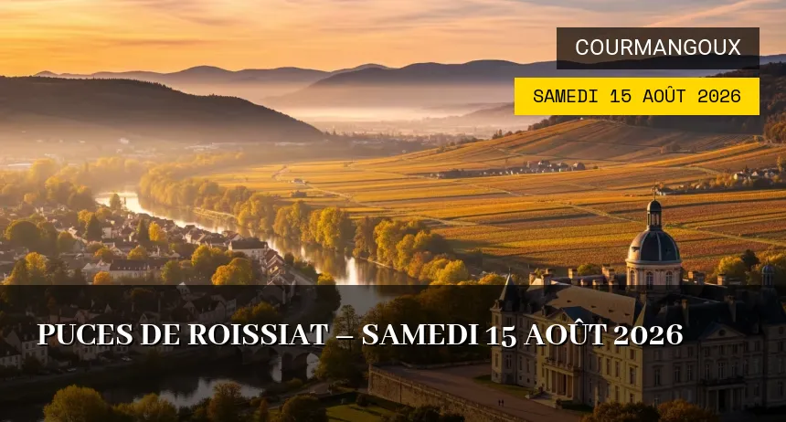 Affiche de l'événement : Puces de Roissiat – Samedi 15 Août 2026
