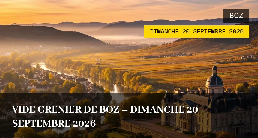 Affiche de l'événement : Vide grenier de Boz – Dimanche 20 Septembre 2026