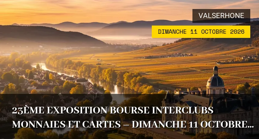 Affiche de l'événement : 23ème Exposition Bourse Interclubs Monnaies et Cartes – Dimanche 11 Octobre 2026