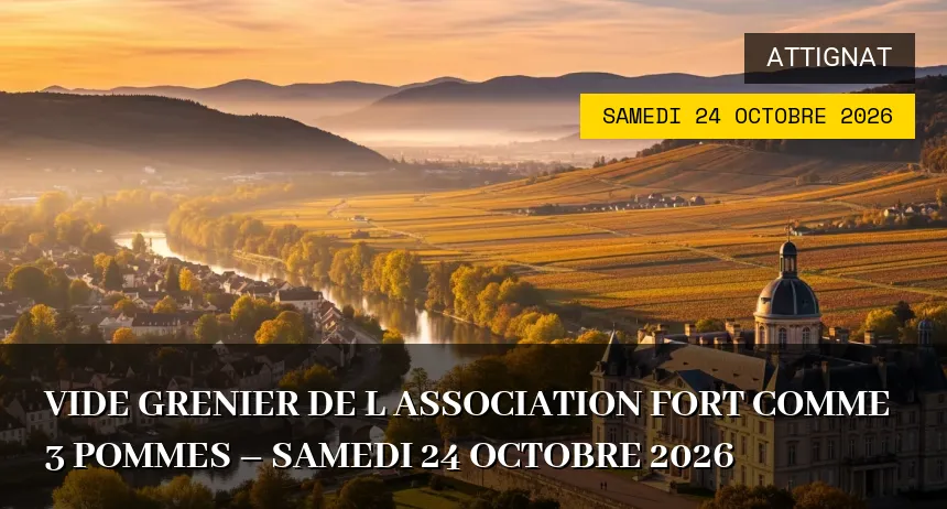 Affiche de l'événement : Vide grenier de l association fort comme 3 pommes – Samedi 24 Octobre 2026