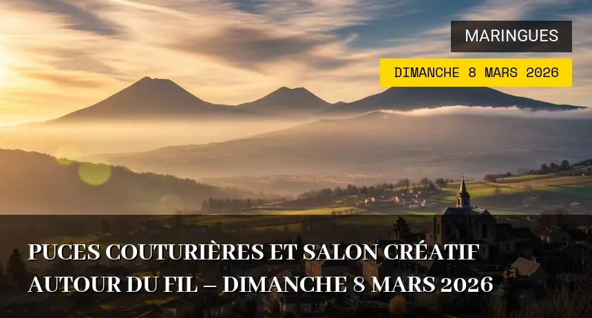 Affiche de l'événement : Puces couturières et salon créatif autour du fil – Dimanche 8 Mars 2026