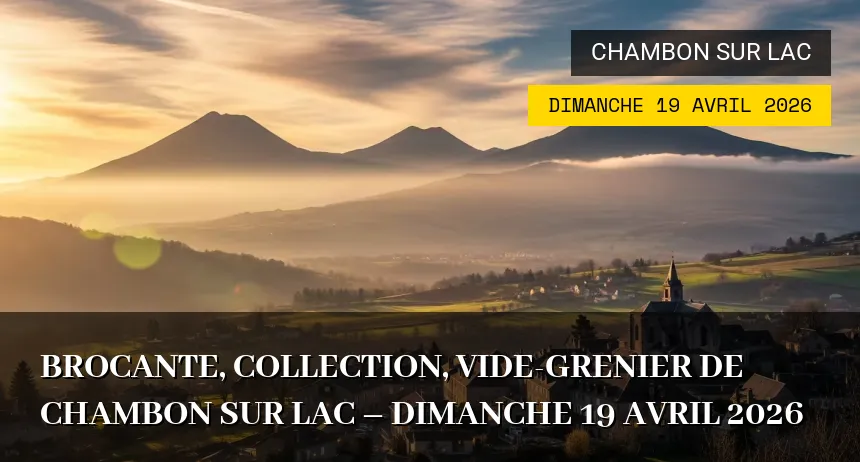 Affiche de l'événement : Brocante, collection, vide-grenier de chambon sur lac – Dimanche 19 Avril 2026
