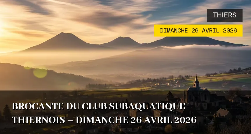 Affiche de l'événement : Brocante du Club Subaquatique Thiernois – Dimanche 26 Avril 2026