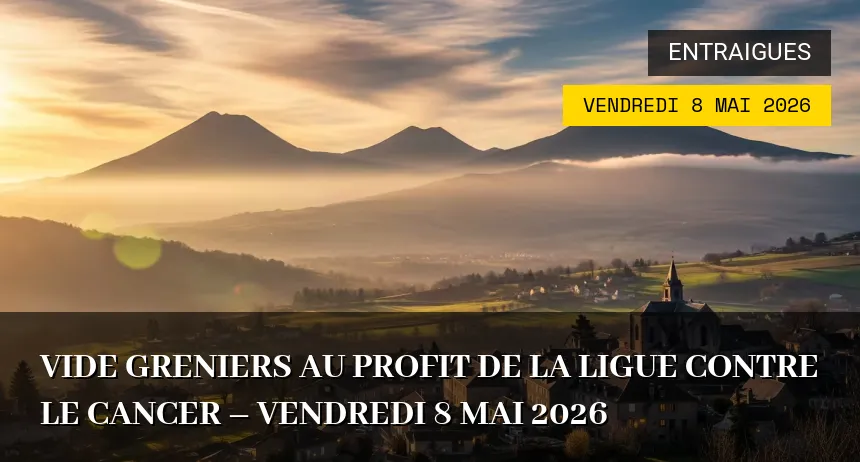 Affiche de l'événement : Vide greniers au profit de la ligue contre le Cancer – Vendredi 8 Mai 2026