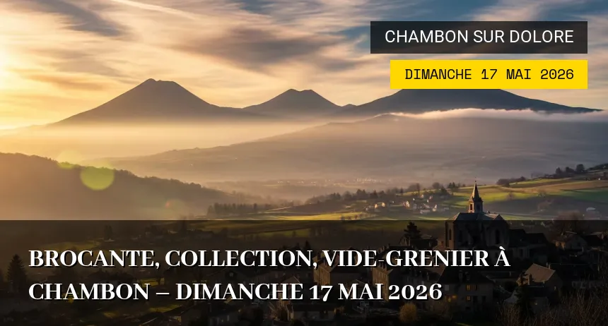 Affiche de l'événement : Brocante, collection, vide-grenier à chambon – Dimanche 17 Mai 2026
