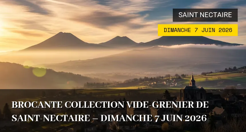 Affiche de l'événement : Brocante collection vide-grenier de Saint-Nectaire – Dimanche 7 Juin 2026