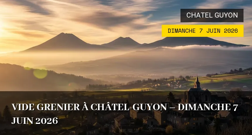Affiche de l'événement : Vide Grenier à Châtel-Guyon – Dimanche 7 Juin 2026
