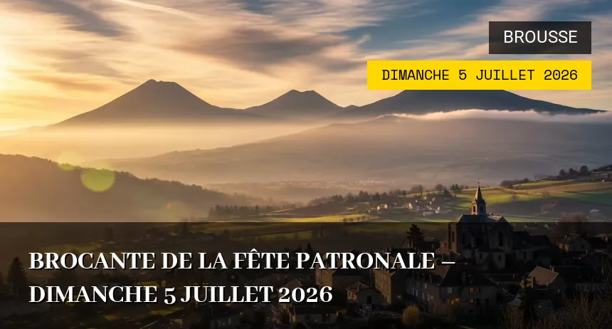 Affiche de l'événement : Brocante de la Fête Patronale – Dimanche 5 Juillet 2026