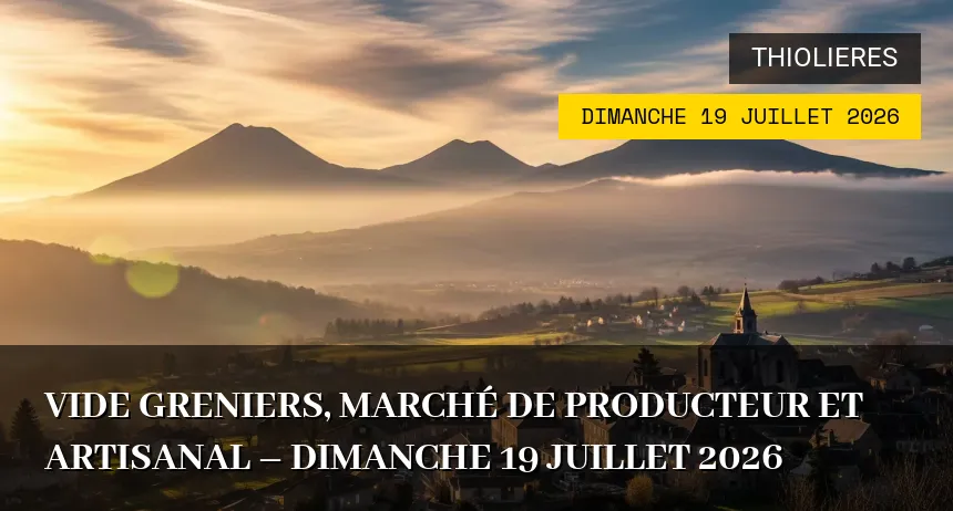 Affiche de l'événement : vide greniers, marché de producteur et artisanal – Dimanche 19 Juillet 2026