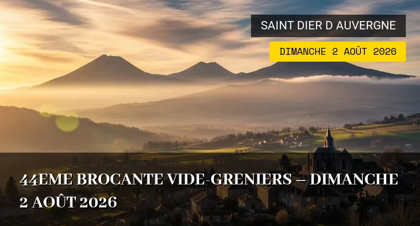 Affiche de l'événement : 44eme Brocante vide-greniers – Dimanche 2 Août 2026