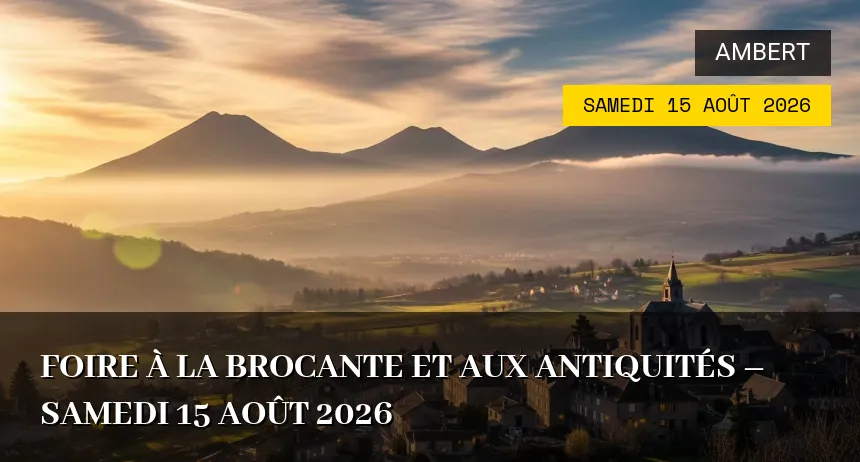 Affiche de l'événement : Foire à la brocante et aux antiquités – Samedi 15 Août 2026