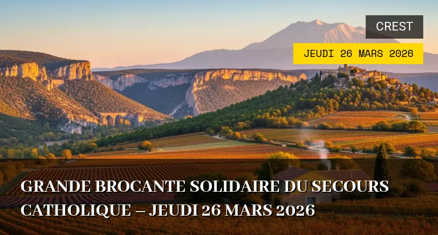 Affiche de l'événement : Grande Brocante Solidaire du Secours Catholique – Jeudi 26 Mars 2026