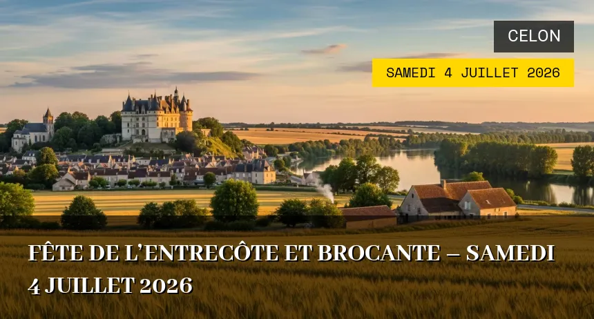 Affiche de l'événement : Fête de l&rsquo;entrecôte et brocante – Samedi 4 Juillet 2026