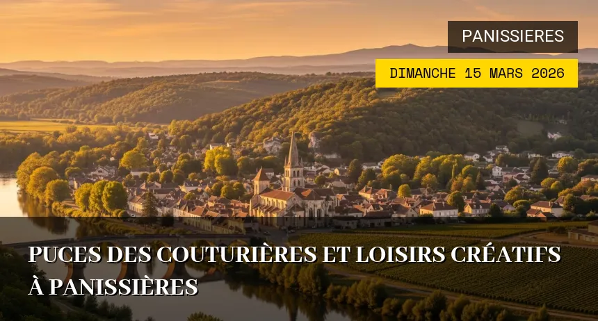 Affiche de l'événement : Puces des Couturières et Loisirs Créatifs à Panissières